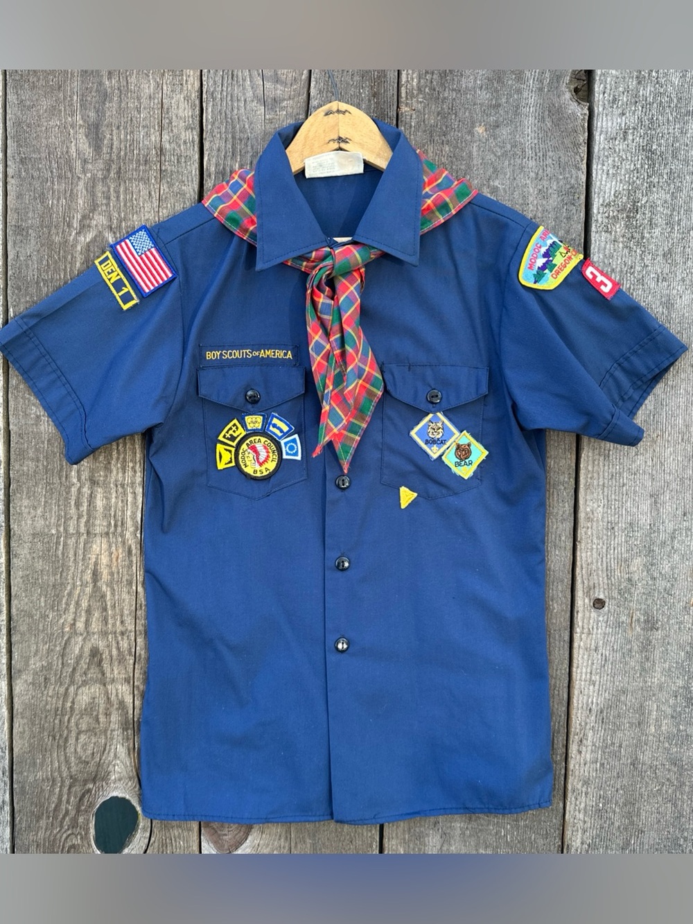 VTG BSA Cub Scouts of America Uniform Shirt Modoc Area Council OR CA Youth Large